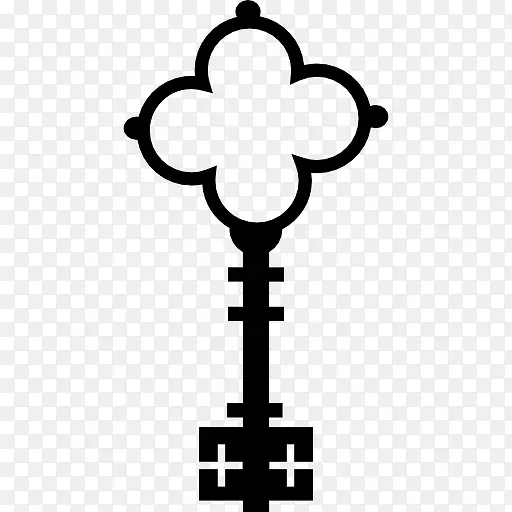 花形的关键与十字架复古优雅的设计图标