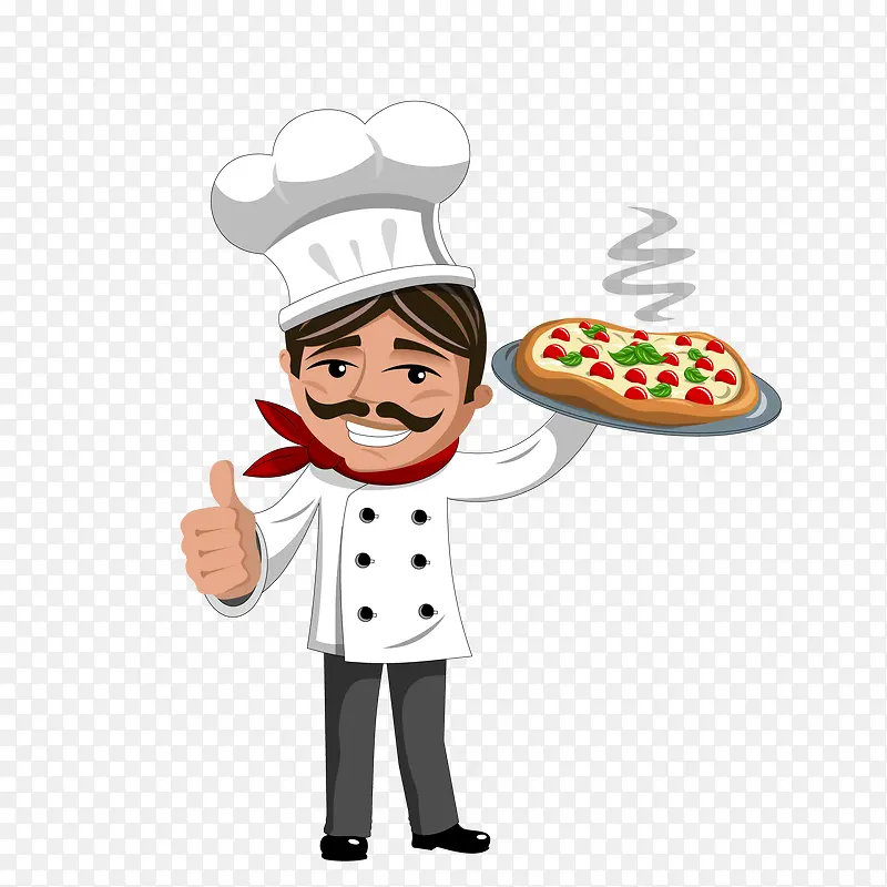 端着披萨的厨师人物设计