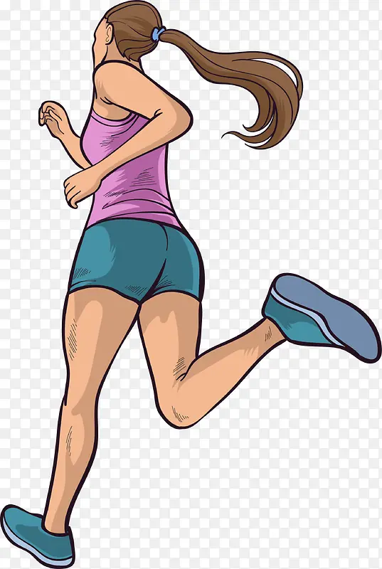 手绘马拉松跑步的女人