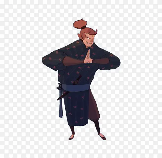 游戏人设拱手行礼的武士