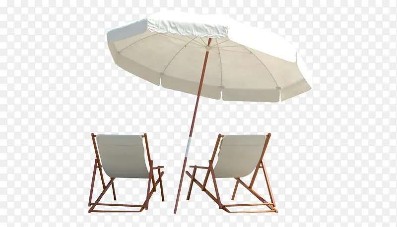 白色遮阳伞沙滩椅夏天
