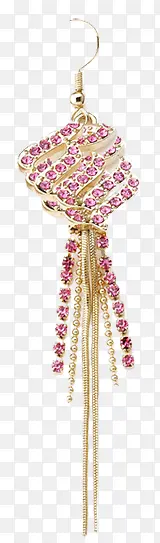 粉色钻石耳环