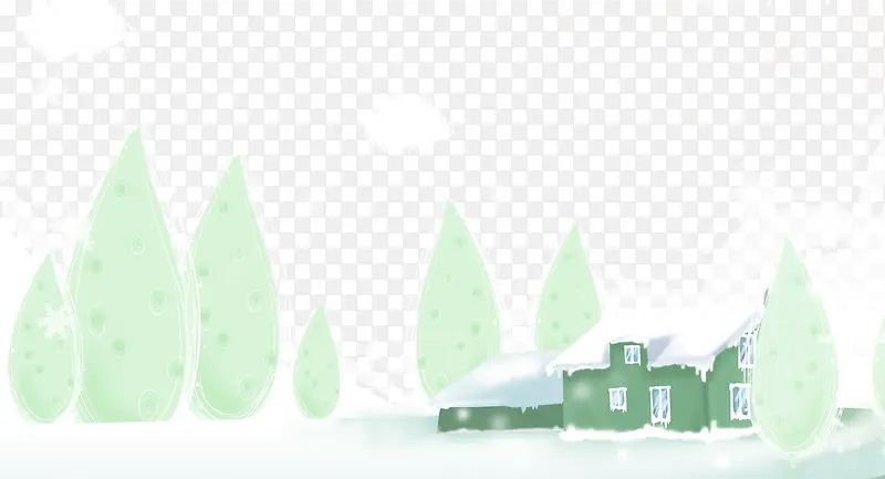 卡通雪树雪屋