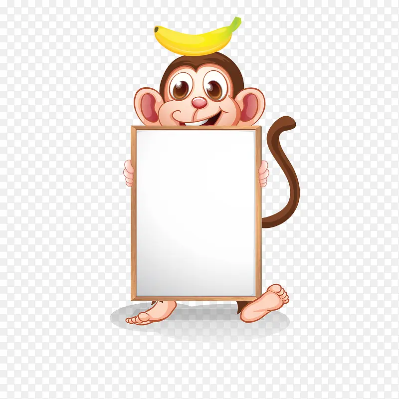 卡通举牌的猴子动物设计