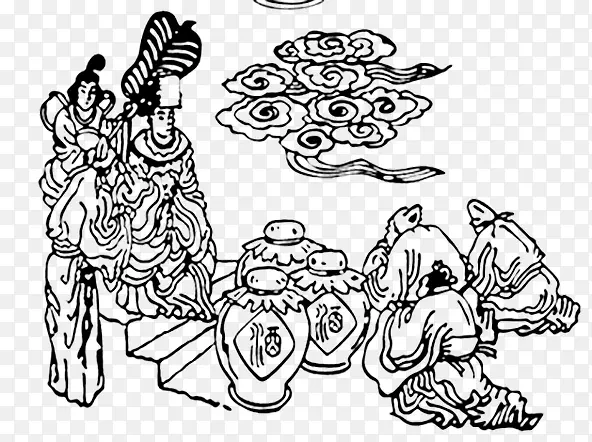 中国风手绘白酒历史图