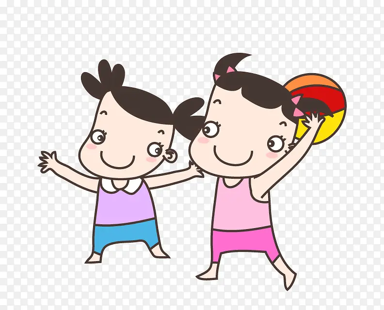 玩皮球的小女孩