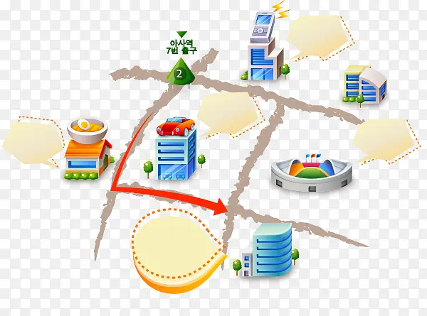 矢量五种建筑b
