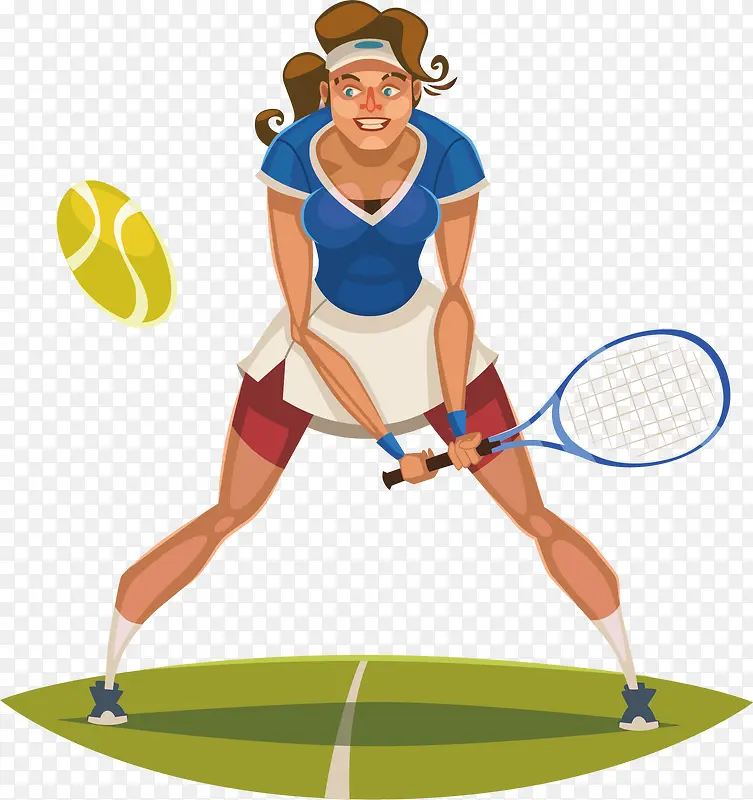矢量打网球锻炼的女性