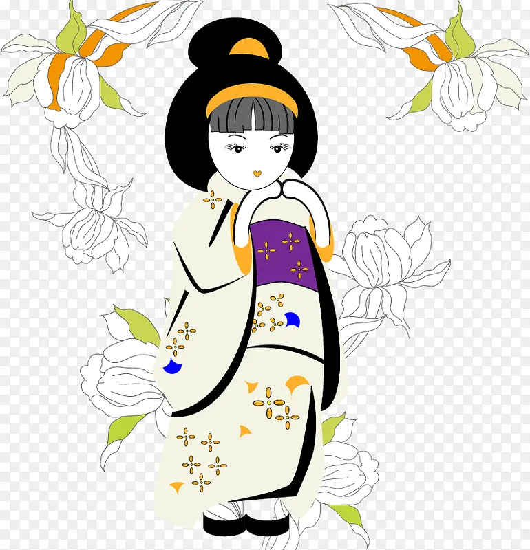 日本穿和服的少女