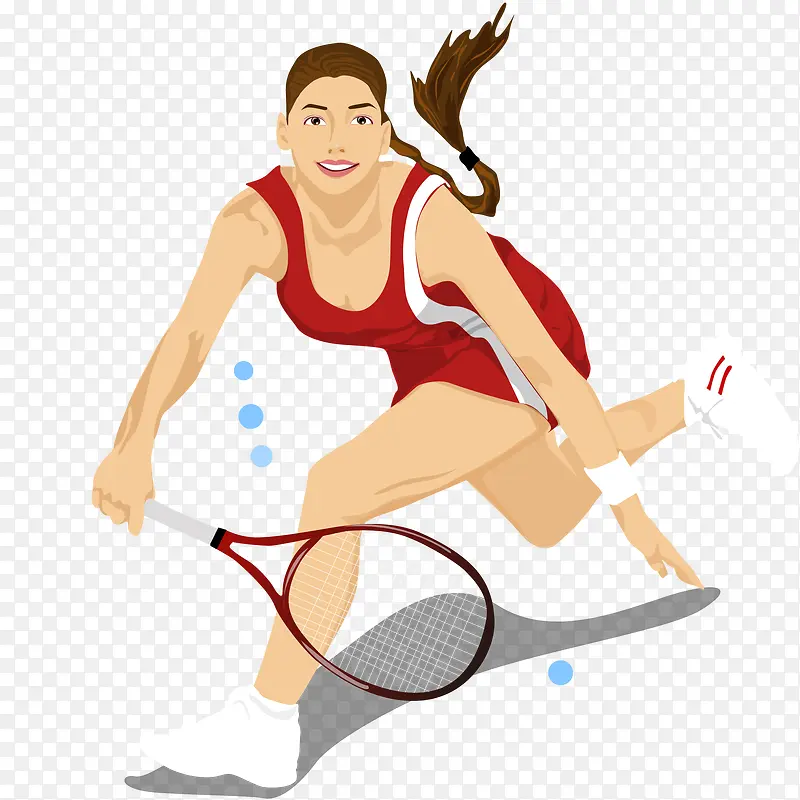 手绘打网球的女人