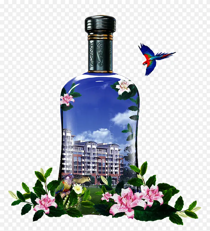 地产广告元素酒瓶