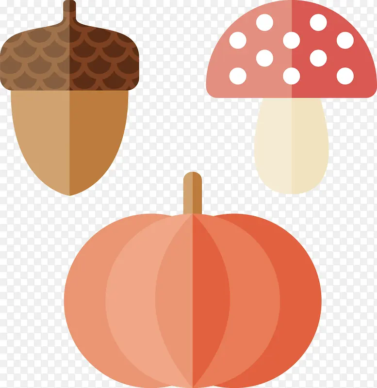 南瓜坚果和蘑菇矢量图