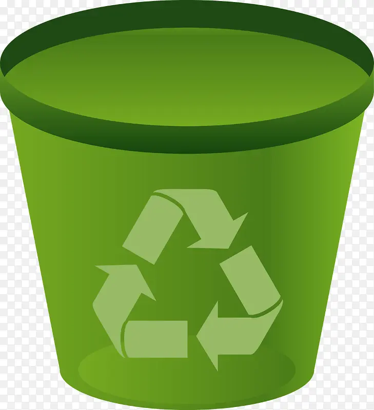 矢量绿色回收垃圾桶