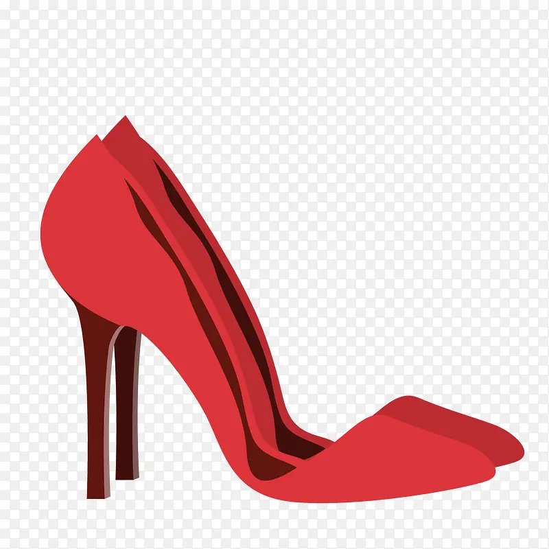 红色高跟鞋卡通插画元素