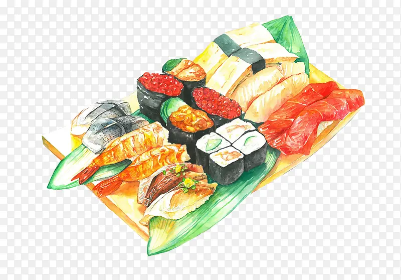 手绘风格日式料理