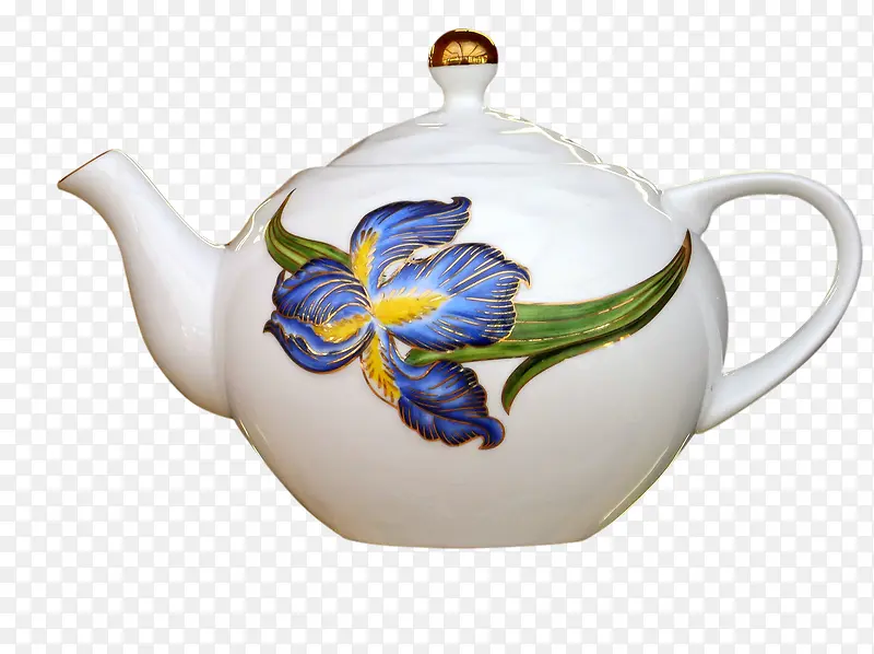 高清白色花茶壶