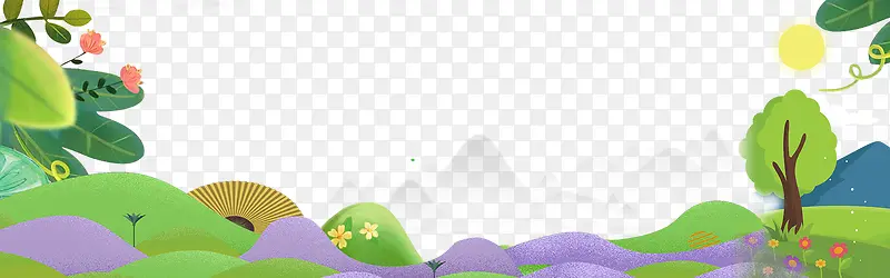 卡通创意春游踏青海报banner