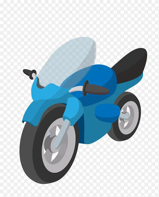 矢量卡通简洁扁平化摩托车