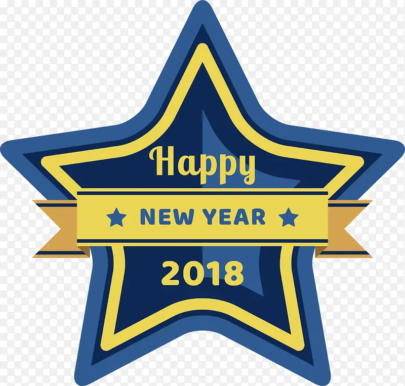 手绘五角星新年标签