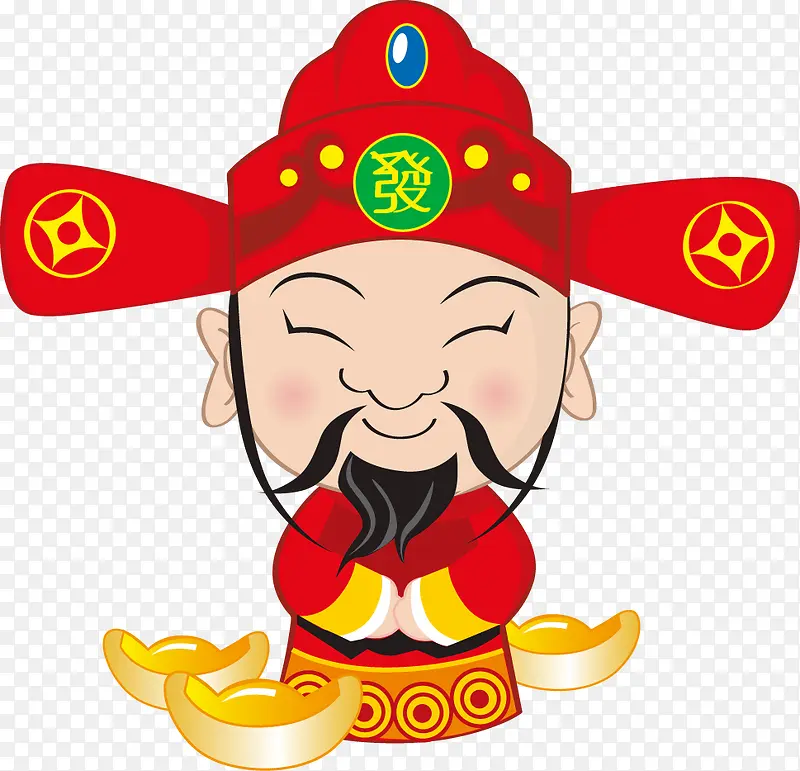 卡通扁平财神爷