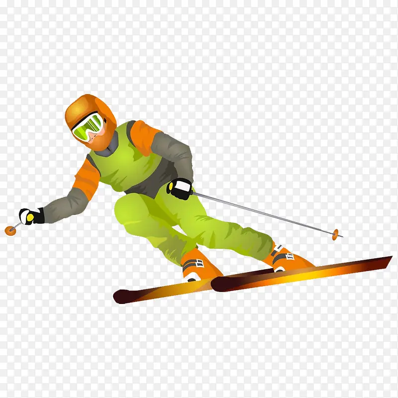 卡通双板滑雪运动