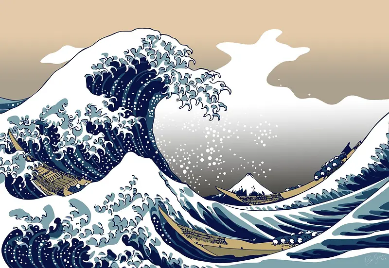 海浪卷打动漫素材