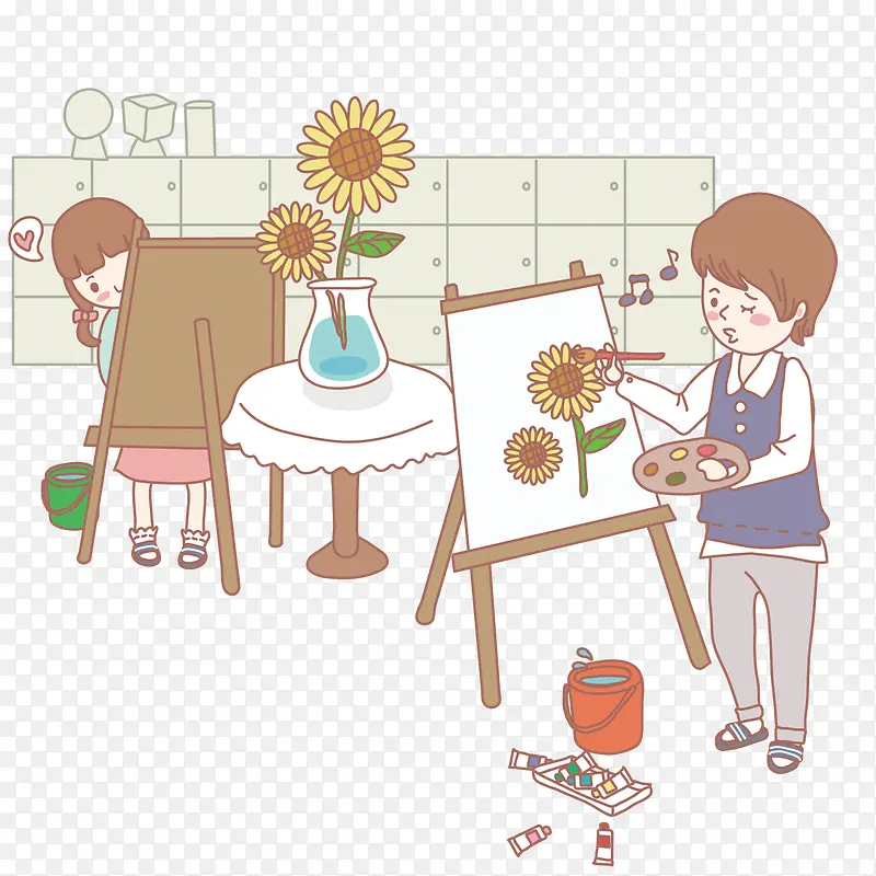 画向日葵的学生