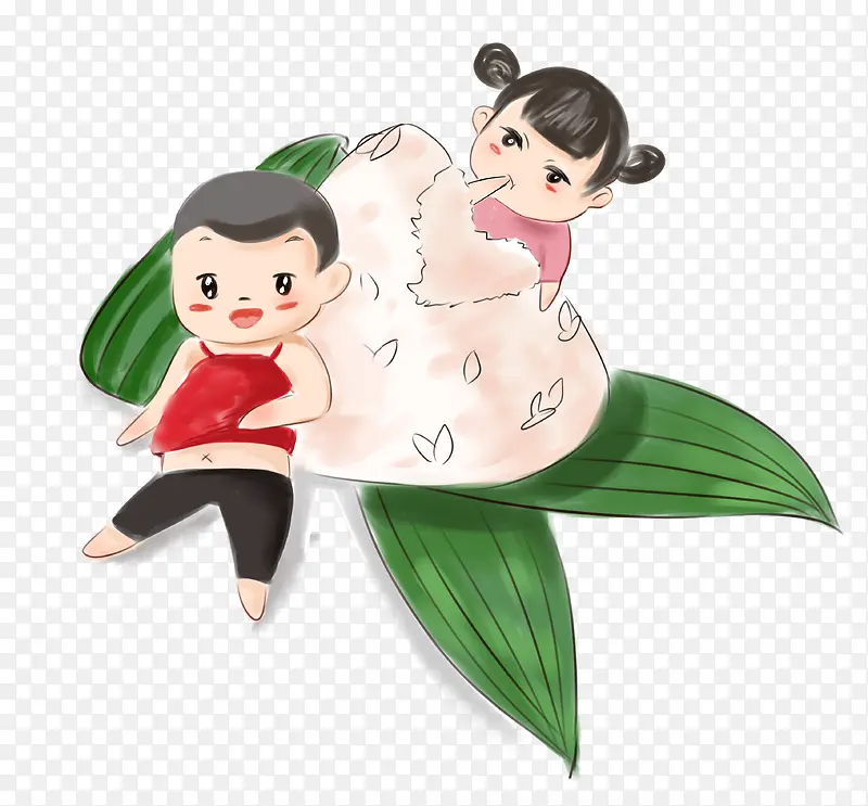 粽子吉祥小人卡通插画