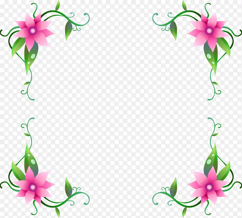 彩绘鲜花边框
