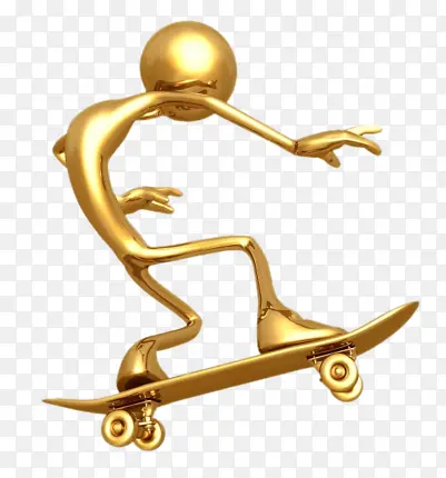 滑滑板的3D小金人