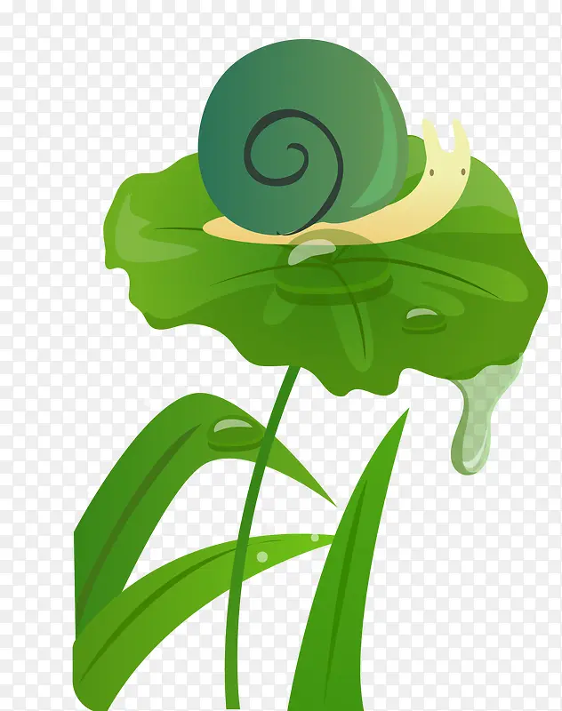 矢量绿色叶子蜗牛素材