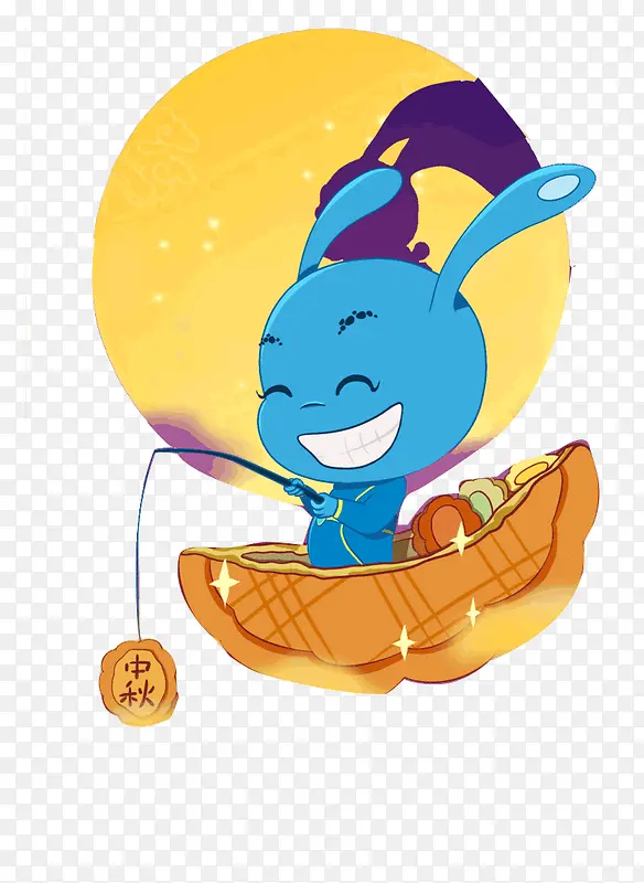 坐在月饼上的兔子