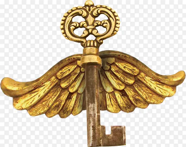 金色手绘翅膀钥匙