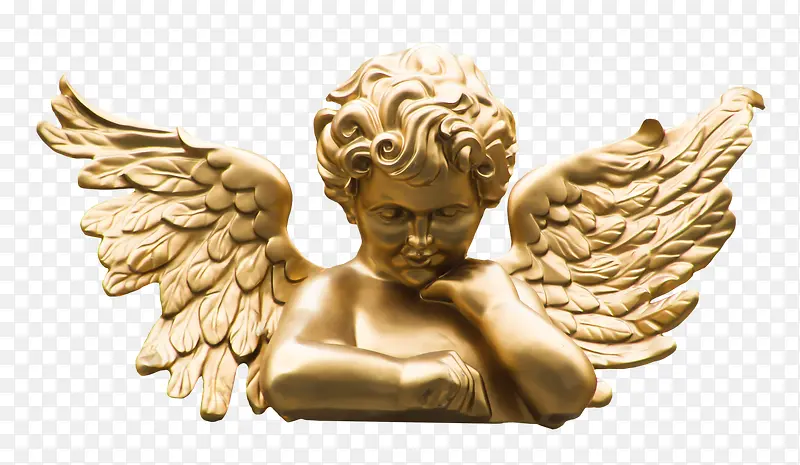 低头的小天使雕塑