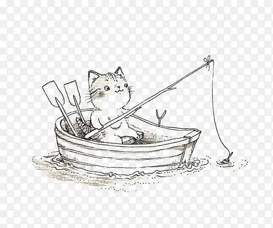 钓鱼的小猫