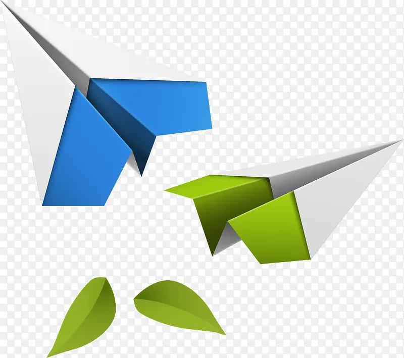矢量折纸飞机与树叶