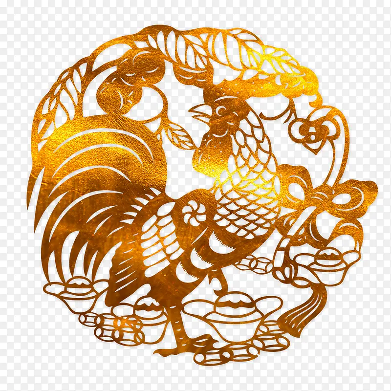 金黄色剪纸