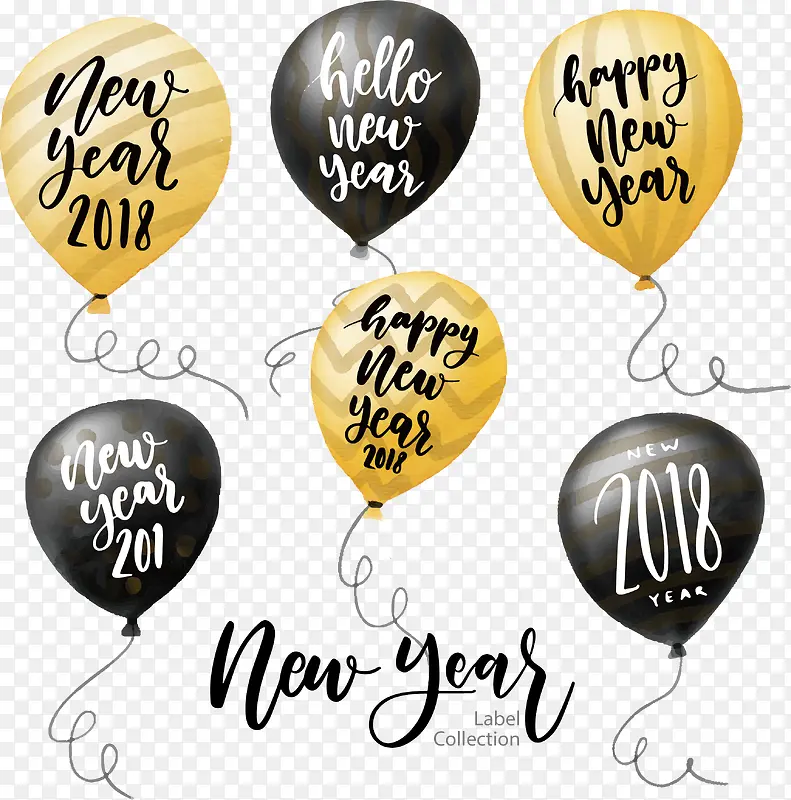 你好2018新年气球花纹