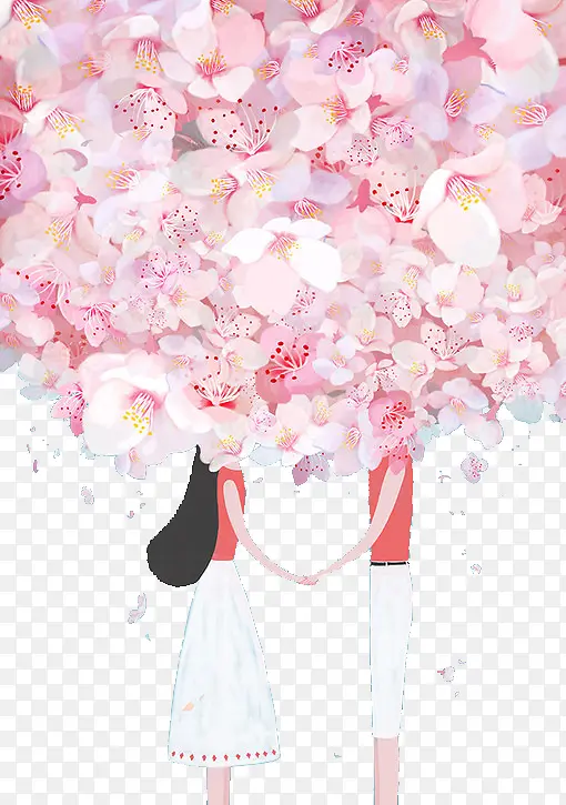 花卉背景下的情侣
