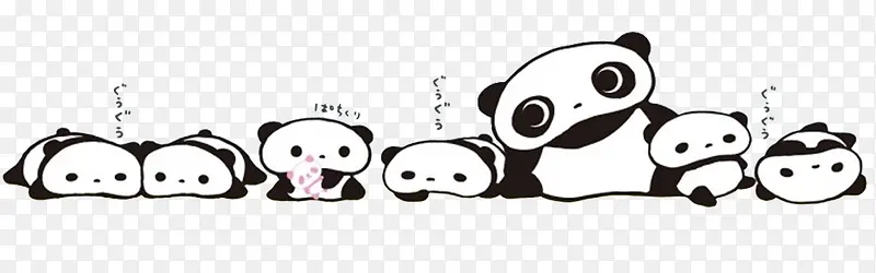 卡通熊猫一家