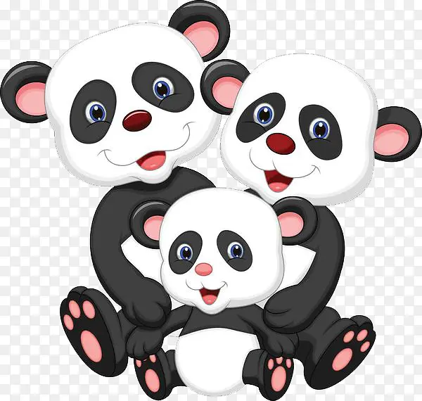 幸福的熊猫三口之家