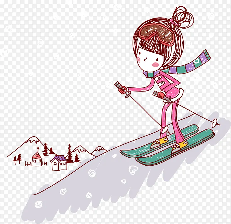 滑雪装饰漫画