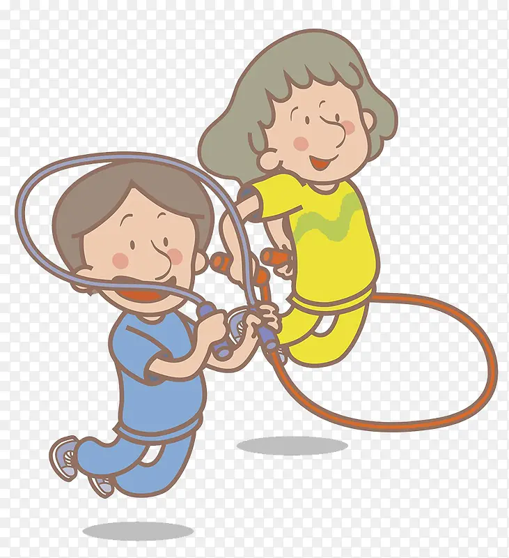 两个小孩比赛跳绳