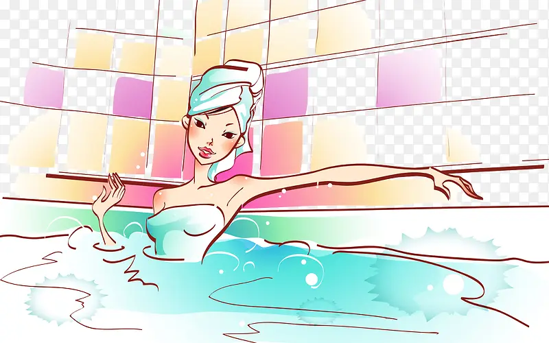 运动沐浴卡通美女