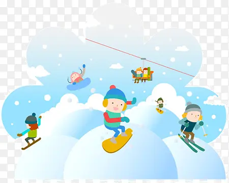 小孩们滑雪