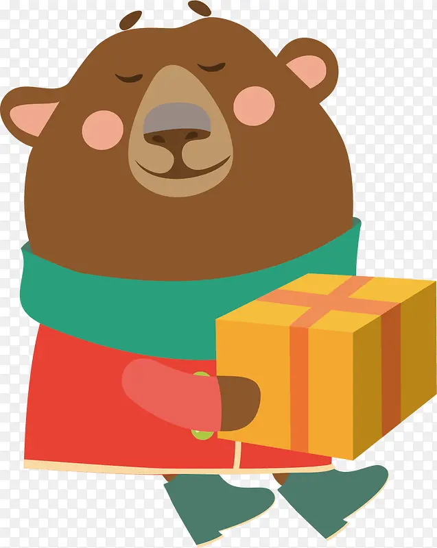 矢量图抱着礼物的小熊