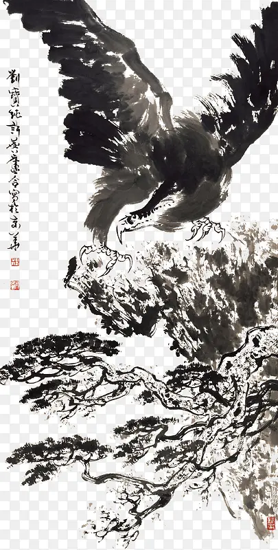 传统水墨鹰水墨画