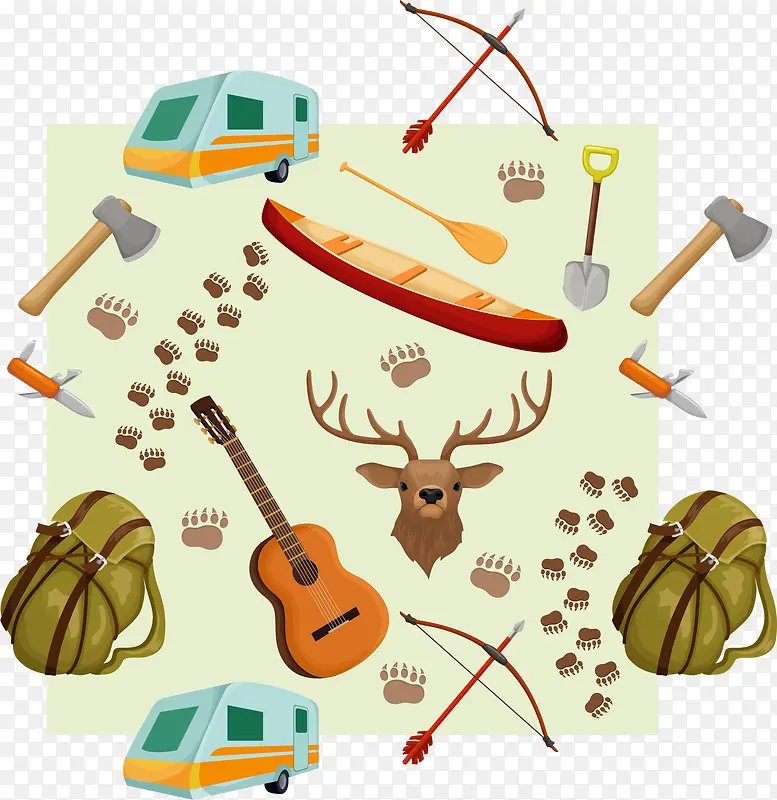 矢量狩猎旅游主题图标素材
