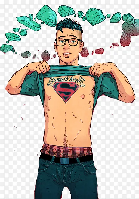 超人纹身的男孩