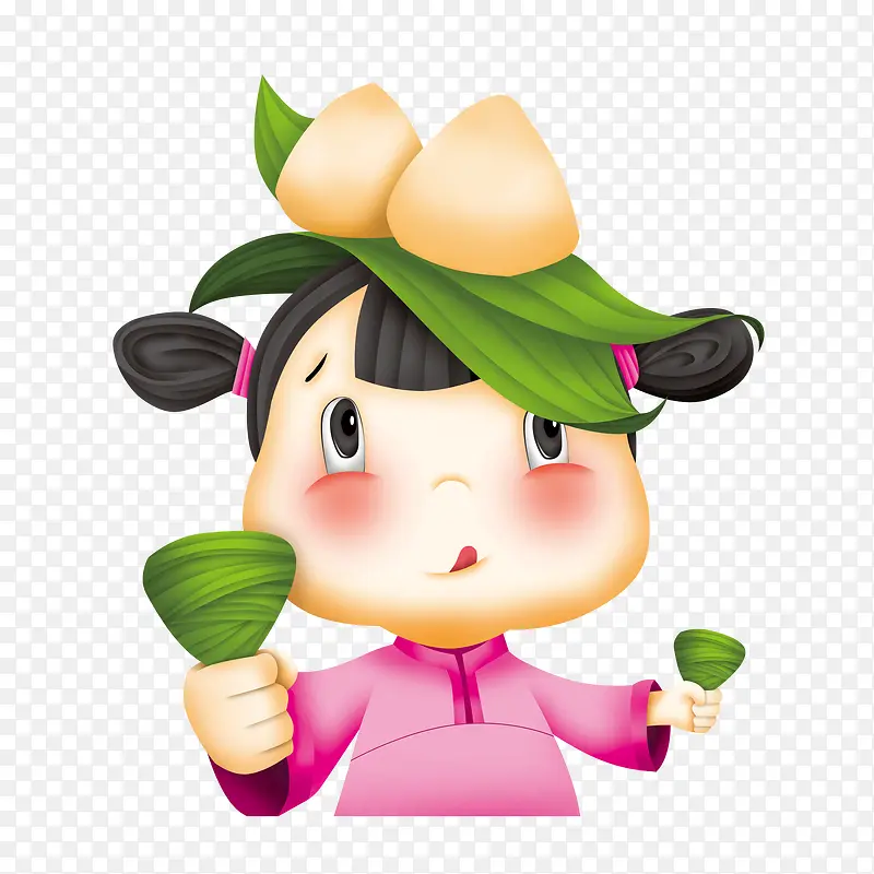 女粽娃娃头顶粽子元素